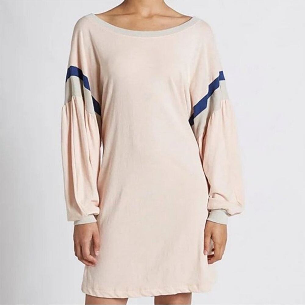 Current/Elliott Two Step Dress Stolen Kiss Cream Light Blue Balloon Sleeves Sz 1